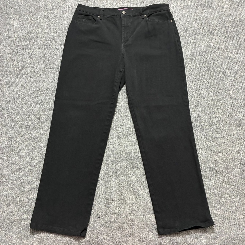 Gloria Vanderbilt Amanda Womens Straight Jeans Size 14S Black Denim High Rise